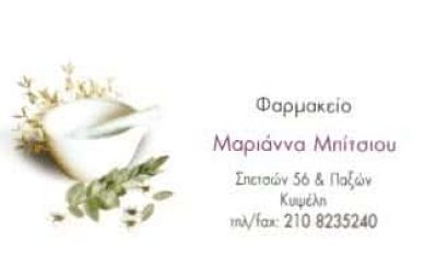 ΜΠΙΤΣΙΟΥ ΜΑΡΙΑ – ΦΑΡΜΑΚΕΙΟ – ΚΥΨΕΛΗ ΑΘΗΝΑ ΑΤΤΙΚΗ