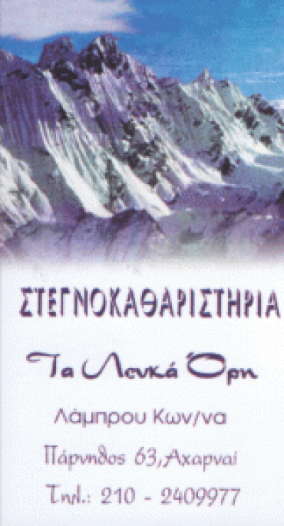 ΛΑΜΠΡΟΥ ΚΩΝΣΤΑΝΤΙΝΑ – ΤΑ ΛΕΥΚΑ ΟΡΗ-ΣΤΕΓΝΟΚΑΘΑΡΙΣΤΗΡΙΟ ΑΧΑΡΝΕΣ ΑΤΤΙΚΗΣ