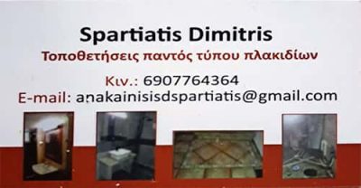ΣΠΑΡΤΙΑΤΗΣ ΔΗΜΗΤΡΙΟΣ – ΑΝΑΚΑΙΝΙΣΕΙΣ ΔΗΜΗΤΡΗΣ – ΚΟΡΥΔΑΛΛΟΣ ΑΤΤΙΚΗΣ