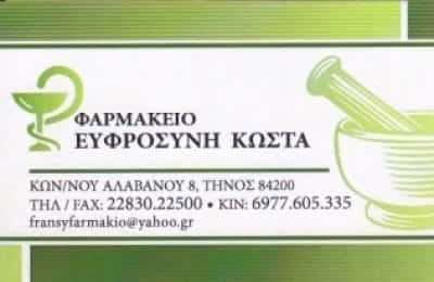 ΕΥΦΡΟΣΥΝΗ ΚΩΣΤΑ – ΦΑΡΜΑΚΕΙΟ – ΤΗΝΟΣ ΚΥΚΛΑΔΩΝ